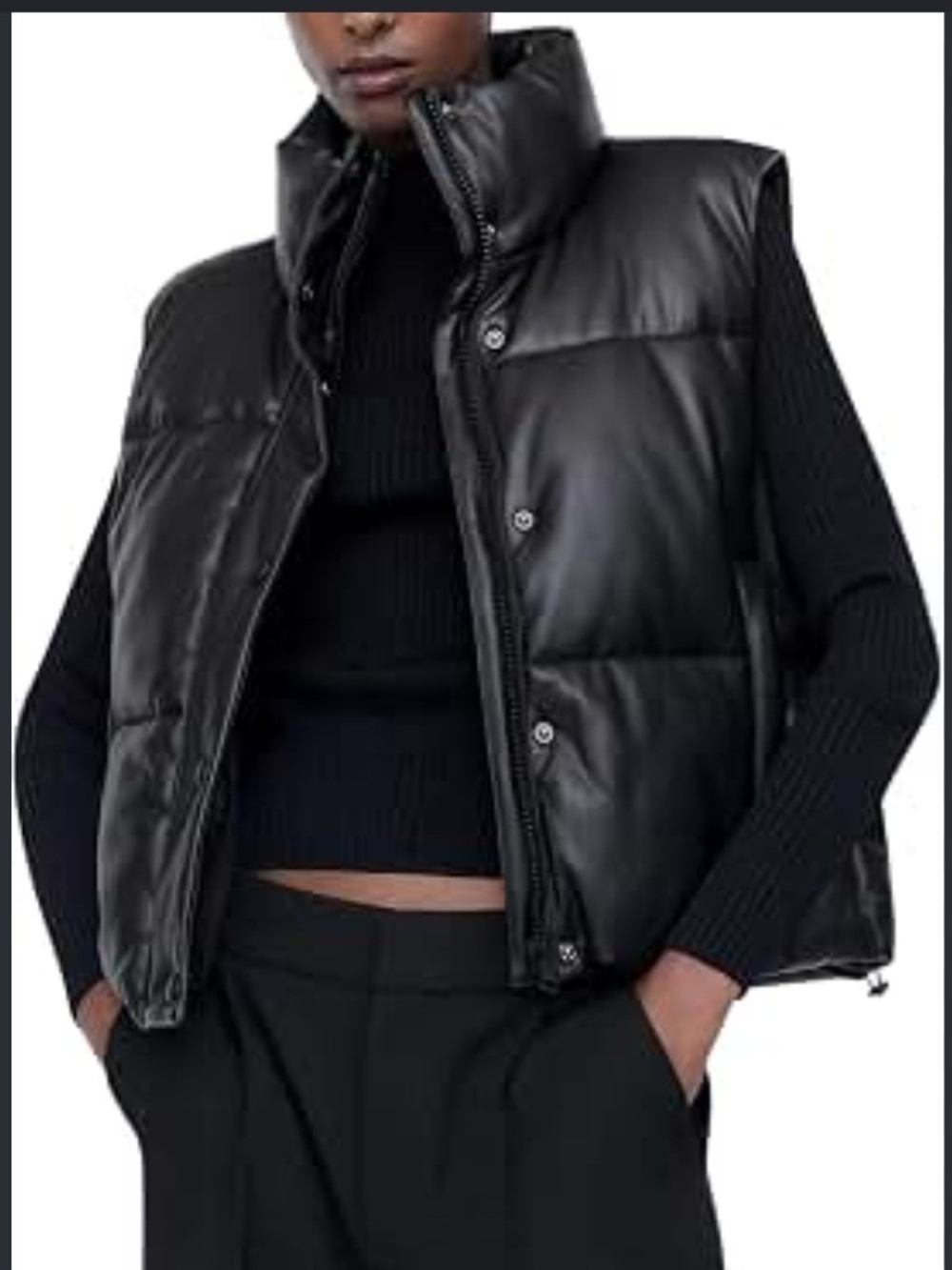 Black Puffer Vest Jacket - Women's Quilted Sleeveless Coat